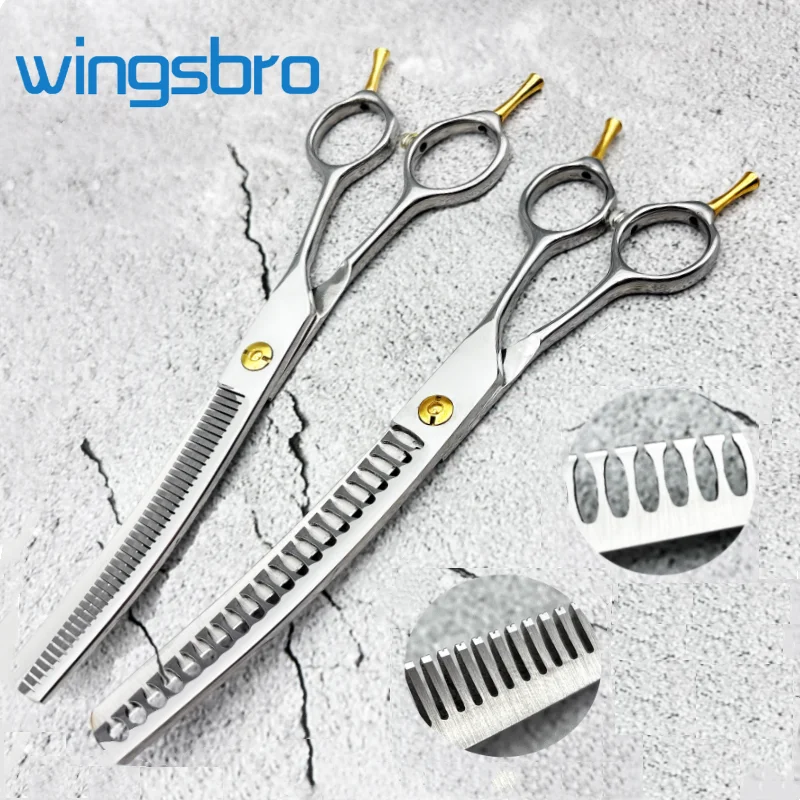 

wingsbro Professional Pet Dog Grooming Scissors 7.0 inch Curved Thinning Scissors For Dogs & Cats Ideal For DIy Home Use