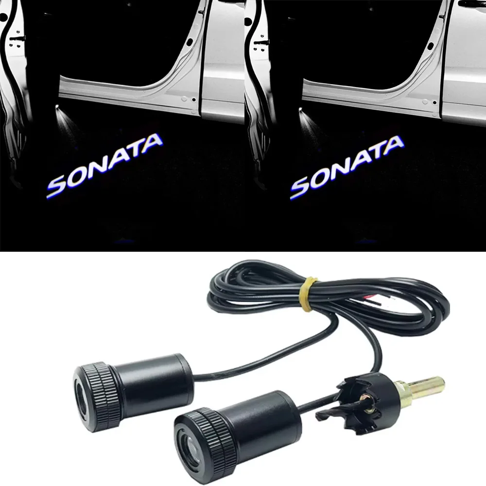 

2 шт., значок Соната, дверной светильник, теневой светильник, светодиодный светильник для проектора для Hyundai Sonata, Стайлинг автомобиля, дверной светильник Hyundai