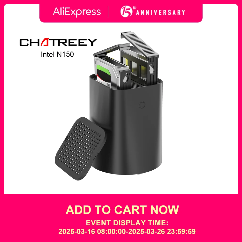 Intel Celeron N100 Chatreey NAS Mini PC SSD Windows 11 Computer Dual 2.5G LAN Firewall Server