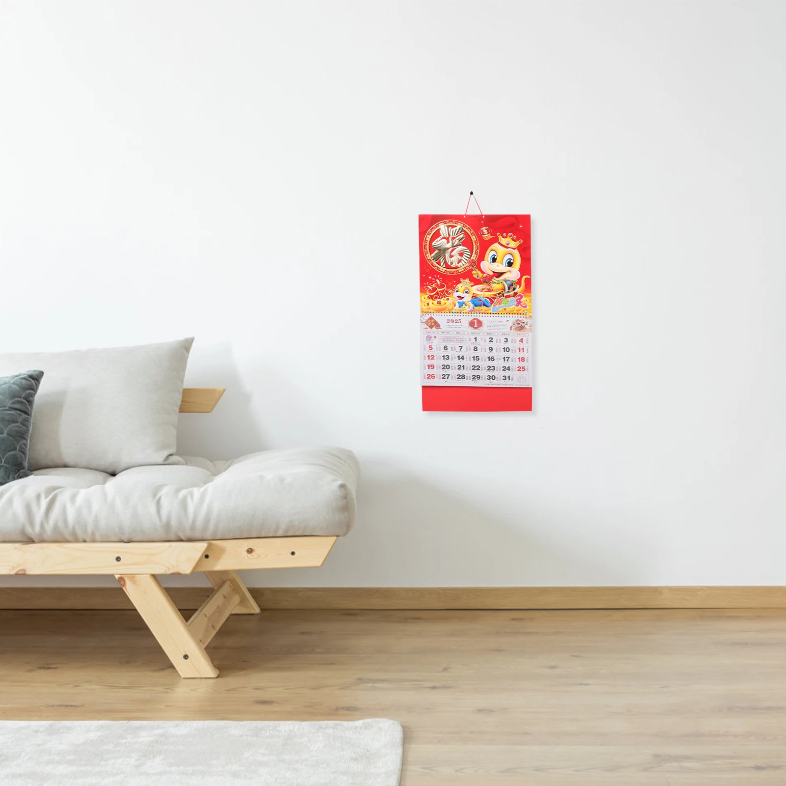 

2025 Snake Year Blessing Character Wall Calendar Chinese New Year Decoration Lunar Calendar Multifunctional Desktop Plaque