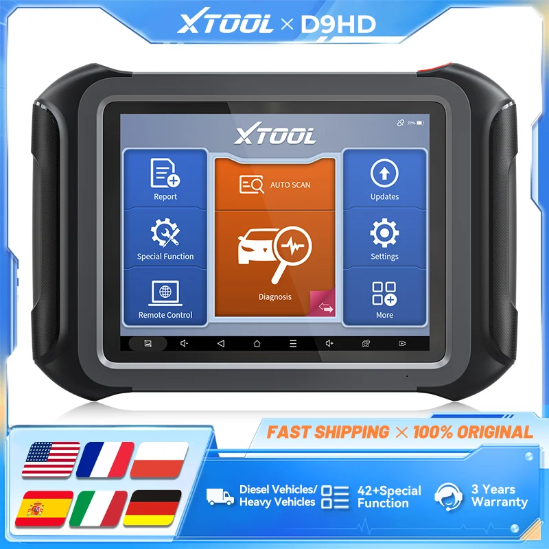 

XTOOL D9HD Инструмент диагностики тяжелых грузовиков Диагностика всех систем 12 В 24 В Сканер грузовиков ECU Кодирование ключей Программирование DPF Сброс