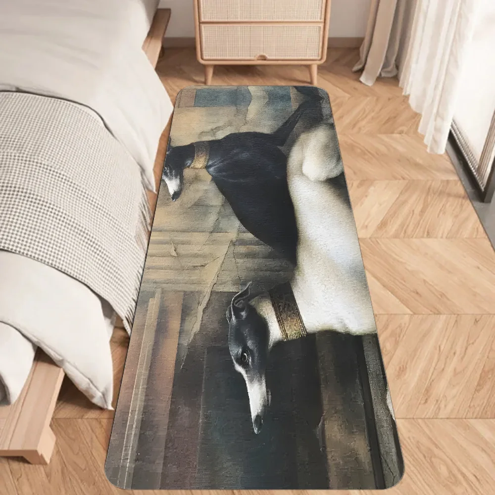 Greyhound Whippet Dog Doormat Floor Mat Graphic Printed Flannel Doormats for Bathroom Kitchen Entrance Carpet Home Decor