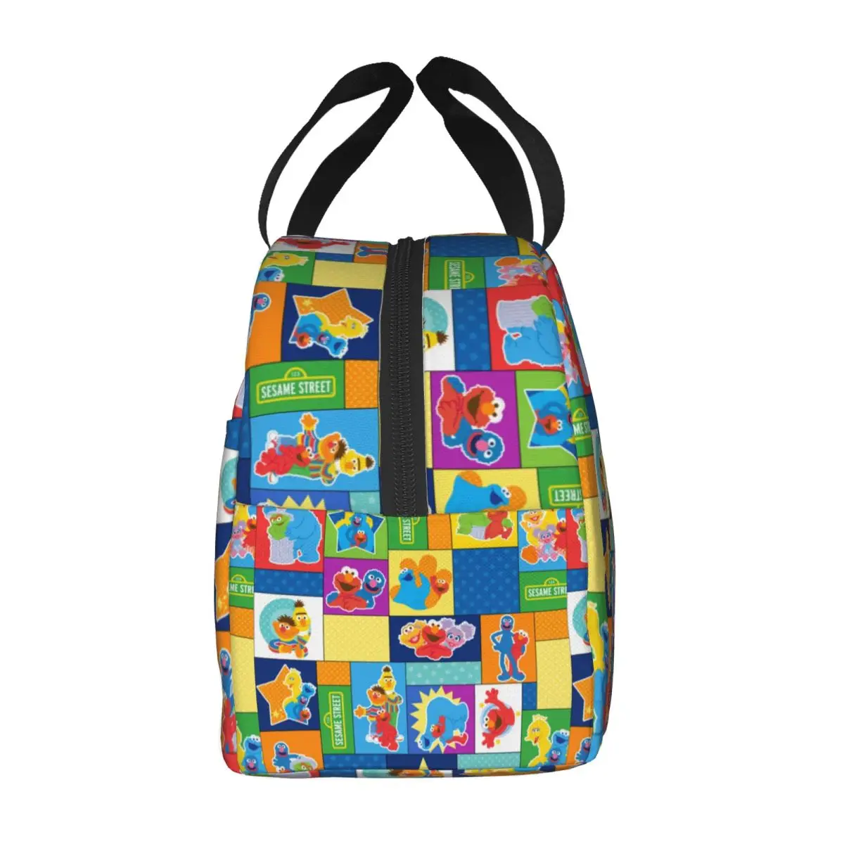 Custom Funny Cartoon Cookie Monster Collage Lunch Bag Women Cooler Thermal Insulated Lunch Box for Children School