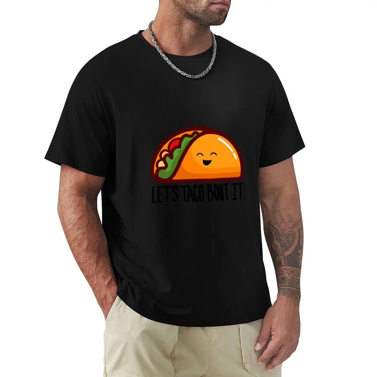 Let's Taco bout Taco เสื้อยืดลายกราฟฟิคแห้งเร็วไซส์ใหญ่พิเศษสำหรับผู้ชาย100ปอนด์ผ้าฝ้าย