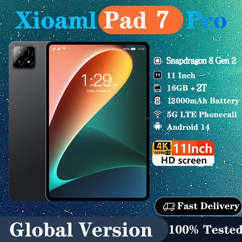 

2024 NEW Tablet Original 11inch Snapdrago 8gen2 Pad 7 Pro HD 4K Android 14 16GB+1T 12000mAh 5G Dual SIM WiFi GPS Tablet PC