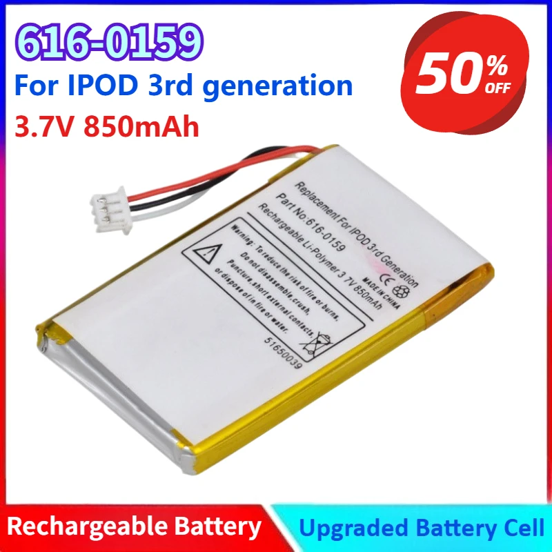 

Brand New 850mAh 3.7V High-Quality Battery For IPOD Classic 3rd 616-0159 High Quality MP3 Replacement Accumulator