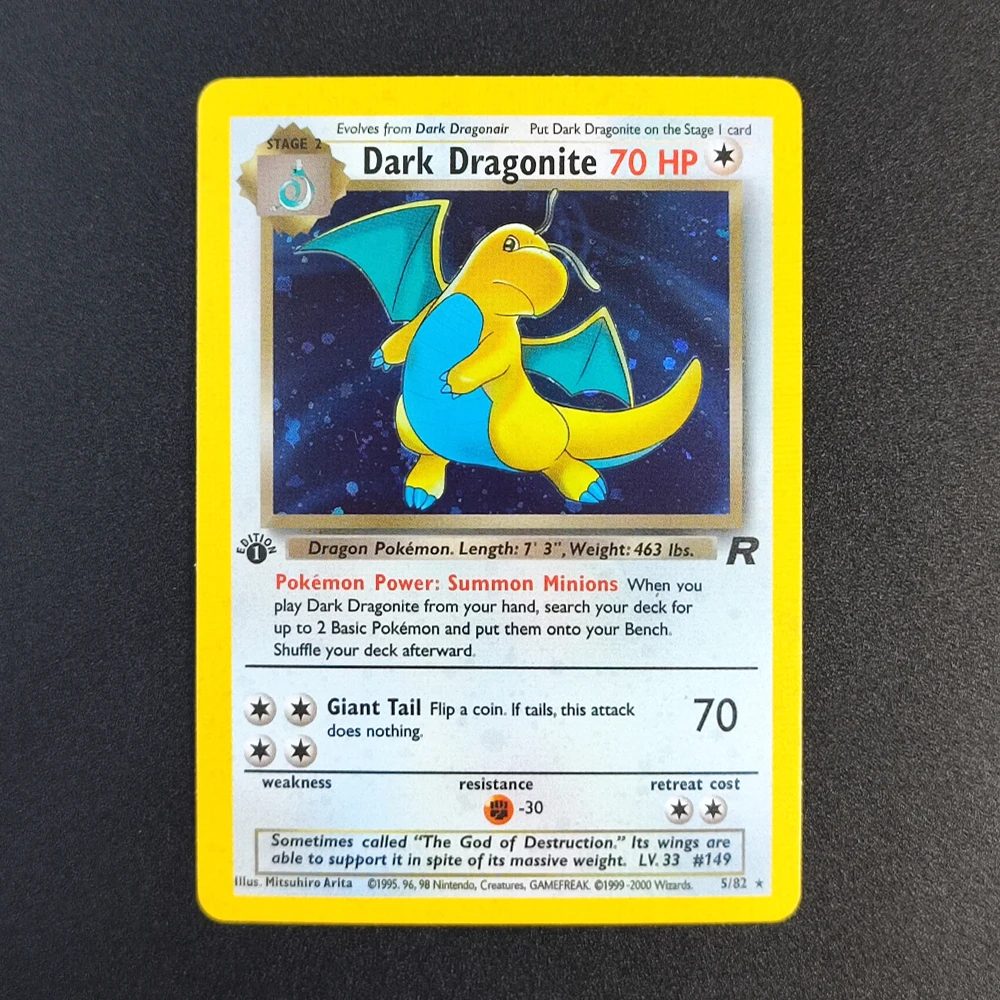 Pokemon Team Rocket 1a edición tarjetas de colección en inglés Dark Blastoise Dragonite Raichu Gyarados tarjetas de juego individuales hechas a mano