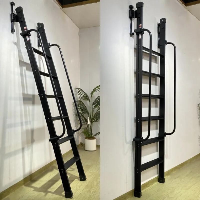 

Black aluminum alloy telescopic pull compartment straight climbing outdoor loft platform climbing attic ladder