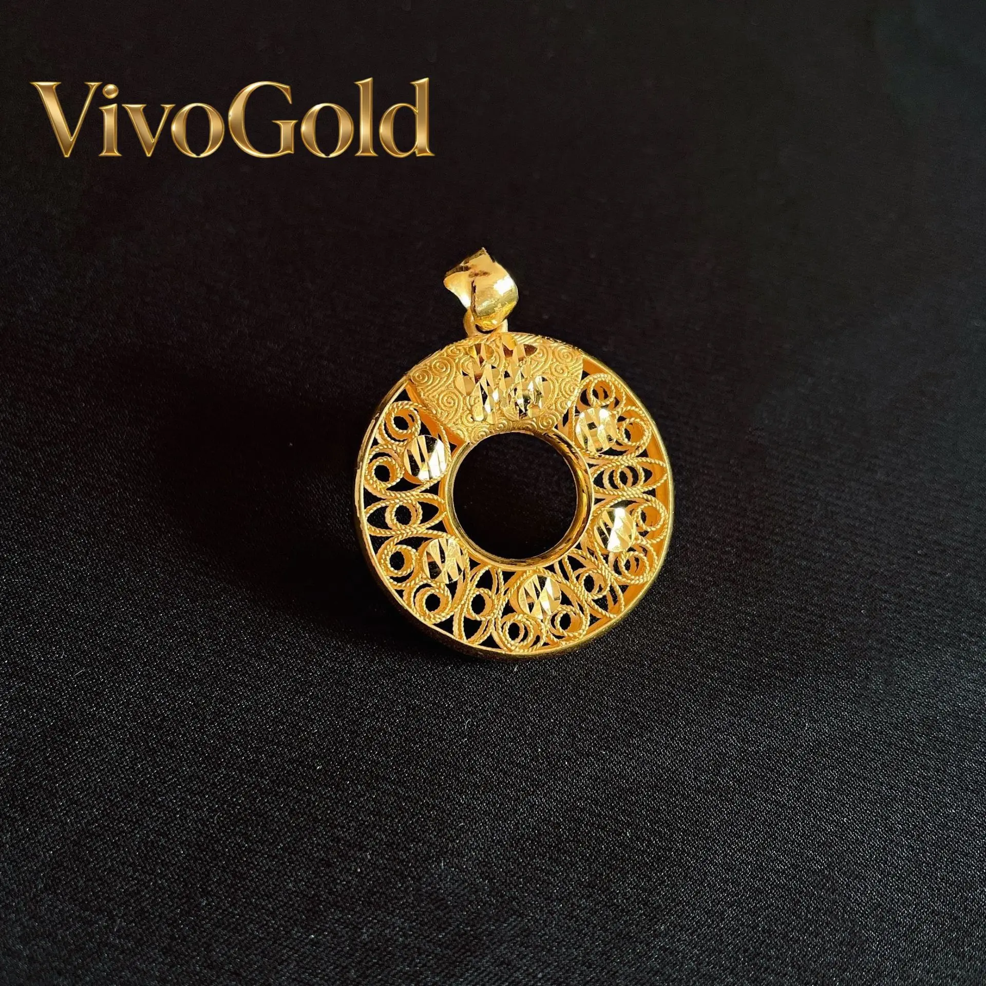 

Подвеска-застежка VivoGold9999 из настоящего золота 24K с полым дизайном для женских ожерелий, свадебные украшения с черным шнурком