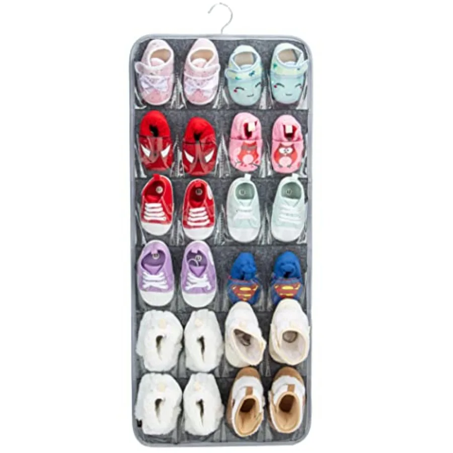 

Over The Door Shoes Organizer for 12 Pairs of Baby Shoes Boys Girl, Hanging Baby Sole Shoe Organizer with Hanger