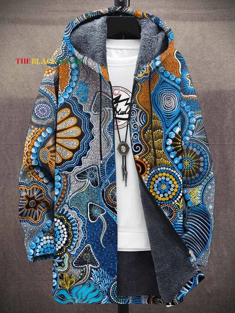 

Vintage Ocean Abstract Art Unisex Plush Thick Long-Sleeved Sweater Cardigan Coat Men's Thick Warm Jacket