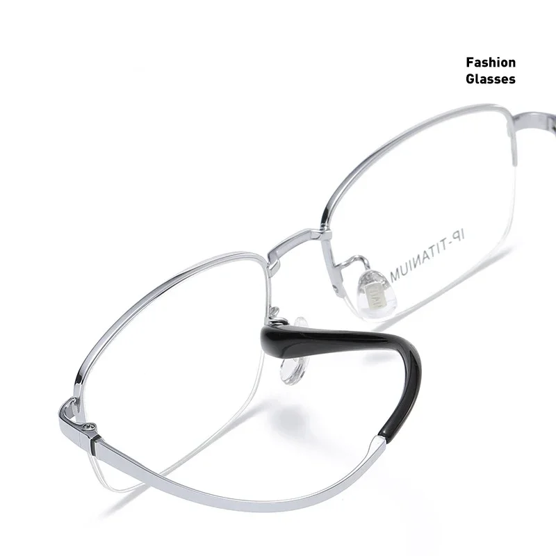 Gafas cuadradas de titanio para hombres y mujeres, anteojos de media llanta, antitranspiración, anticorrosión, luz azul, lectura de miopía