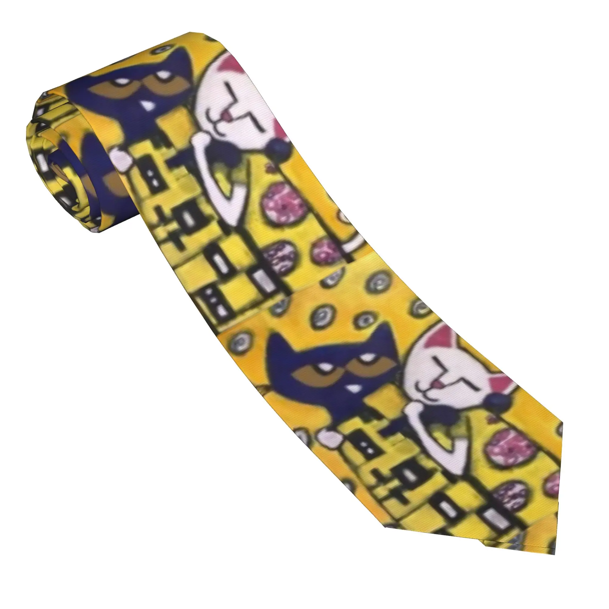 Pete The Cat Sweet Couple Neckties Unisex Polyester 8 cm  Neck Tie for Mens Skinny Narrow Accessories Gravatas Wedding Business