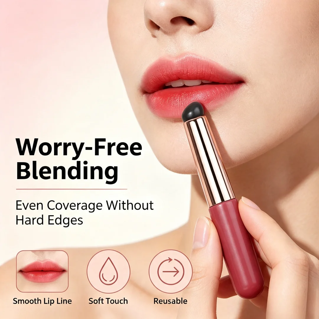 1PC Silicone Lip Brush With Cover Cap Concealer Brush Like Fingertips Q Soft Lipstick Makeup Brushes Round Head No Broken