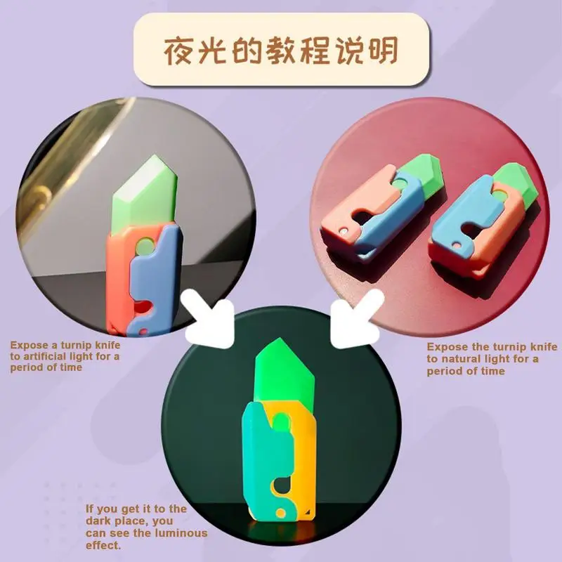 3D Gravity Knife Carrot Knife Decompression Push Card Small Toy 3D Printing Gravity Knife Carrot Knife Kids Christmas Toy