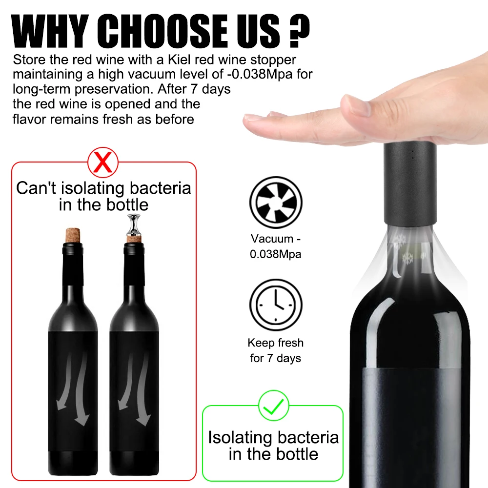 Kitchen Bar Tools Smart Wine Bottle Stopper Bottle Cap Plug Champagne Sealer Fresh Electric Wine Stopper