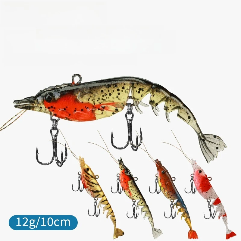 

4pcs 12g Luminous ShrimpLure Silicone Artificial Bait with Two Treble HookSwimbait Soft Casting Lure Perfect for Trolling Salmon