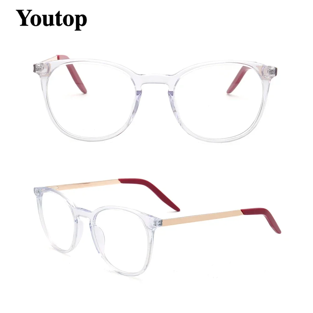 Women Round Optical Eyeglasses Men Retro Eyewear Transparent Clear Red Prescription Glasses Frames Trendy Spectacles Crystal