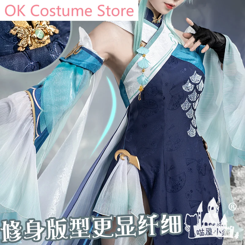 Anime! Genshin Impact Madame Ping Game Suit Elegant Cheongsam Dress Uniform Cosplay Costume Halloween Party Outfit Women