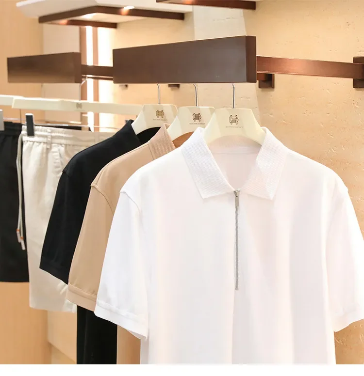 

26 summer new men's outdoor high-end mulberry silk blended cool short-sleeved POLO shirt
