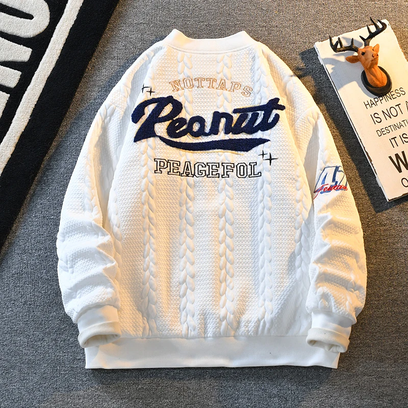 American Retro Baseball Jacket Men's Spring Autumn Casual Handsome Pilot Jacket Loose Fit Flannel No Brand Youth Fashion