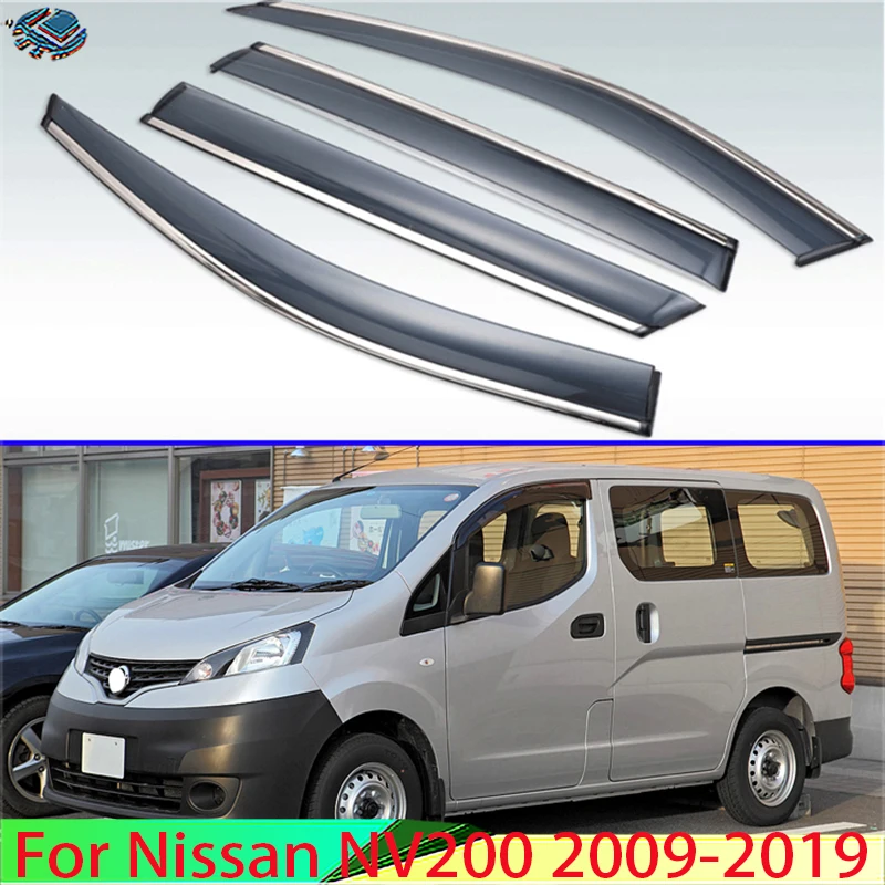 

For Nissan NV200 2009-2019 Plastic Car Window Visors Rain Sun Visor Shield Cove Accessories 4PCS 2010 2011 2012 2013 2014 2015