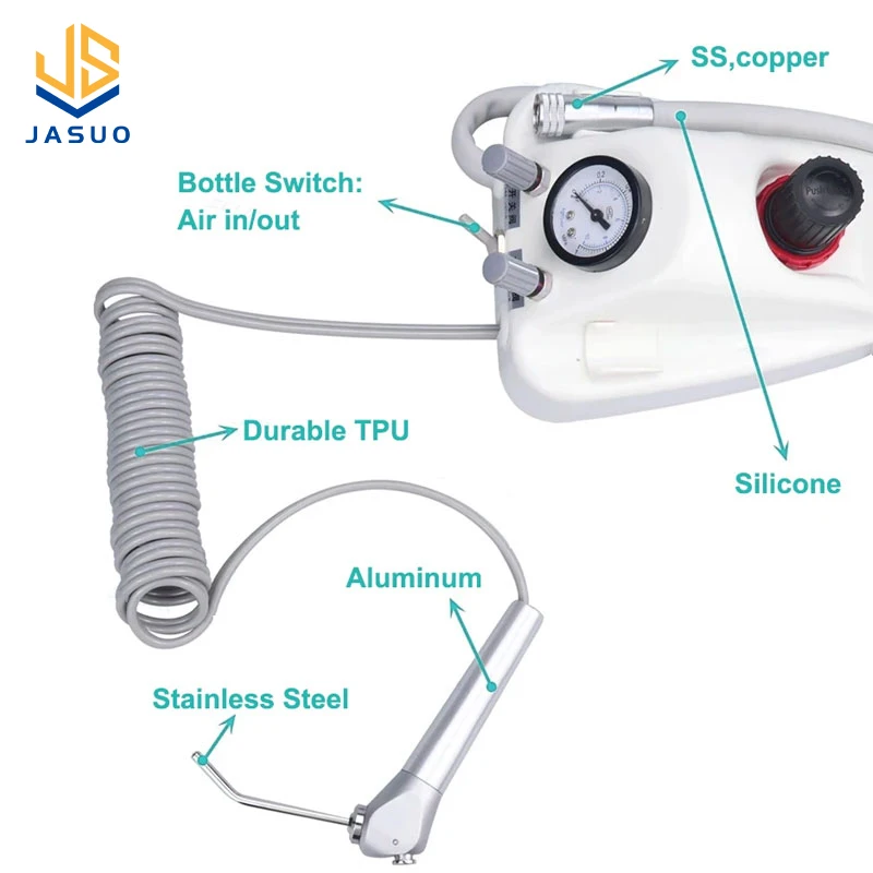 Dental Portable Turbine Unit 4 Holes 2 Holes 3 Way Syringe Plastic Shell Work with AIR Compressor