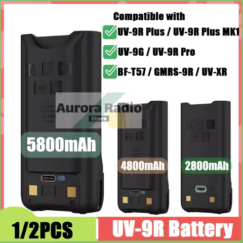 Baofeng UV-9R Plus Battery Pack Replacement 2800mAh 4800mAh 5800mAh Type-C USB-C For UV-9R Pro UV-XR GMRS-9R Ham Radio Accessory