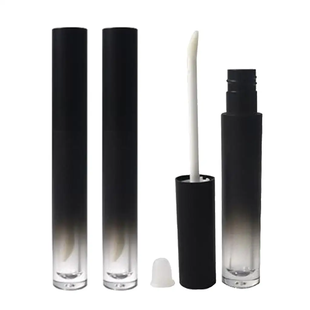 3x 4.5ml Matte Black Lip Gloss DIY Tubes with Wand Lip Stain Storage Bottles