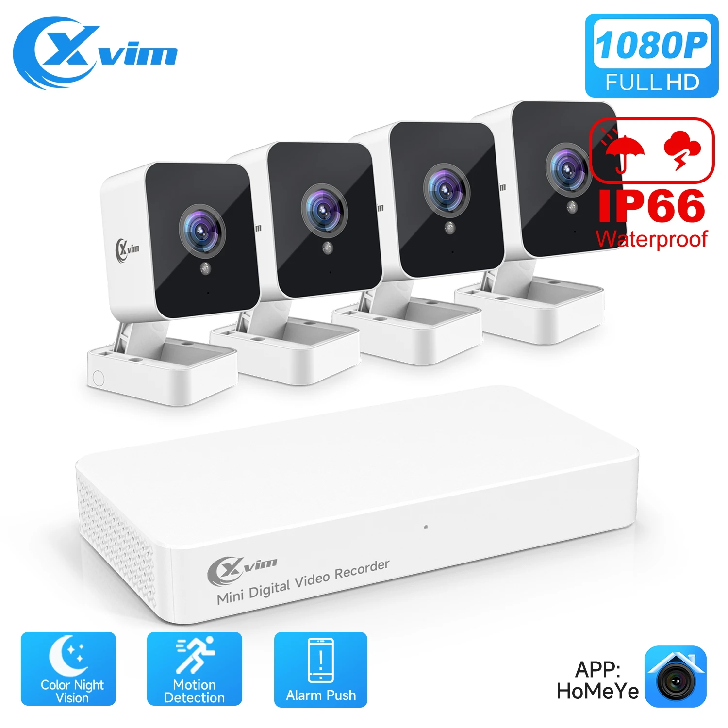 

XVIM 2MP 8CH DVR Kit Wireless Outdoor IP66 Waterproof IR Night Vision CCTV Recorder Video System Security Surveillance Camera