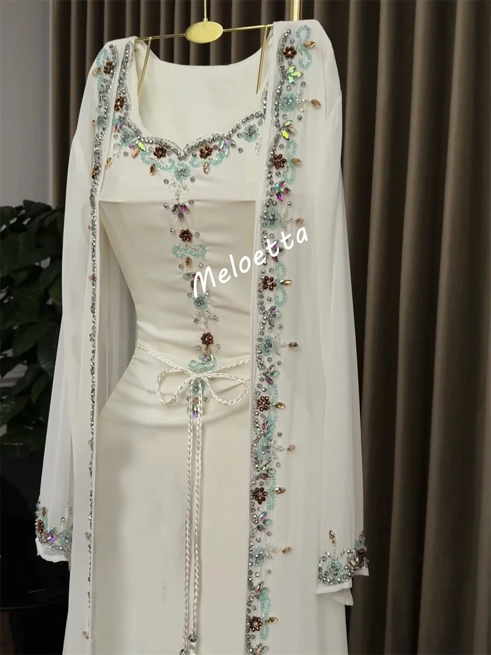 Personalizado glitter beading mangas compridas trompete vestidos longos clássico feminino vestidos de noite sob medida ocasião elegante festa casamento