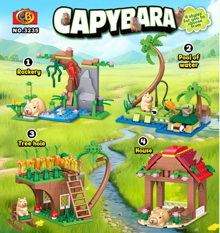 2026 New Creative MOC Farm Capybara Doll Toys Building Blocks Educational Toys Bricks Cartoon Figure For Kids Birthday Gifts