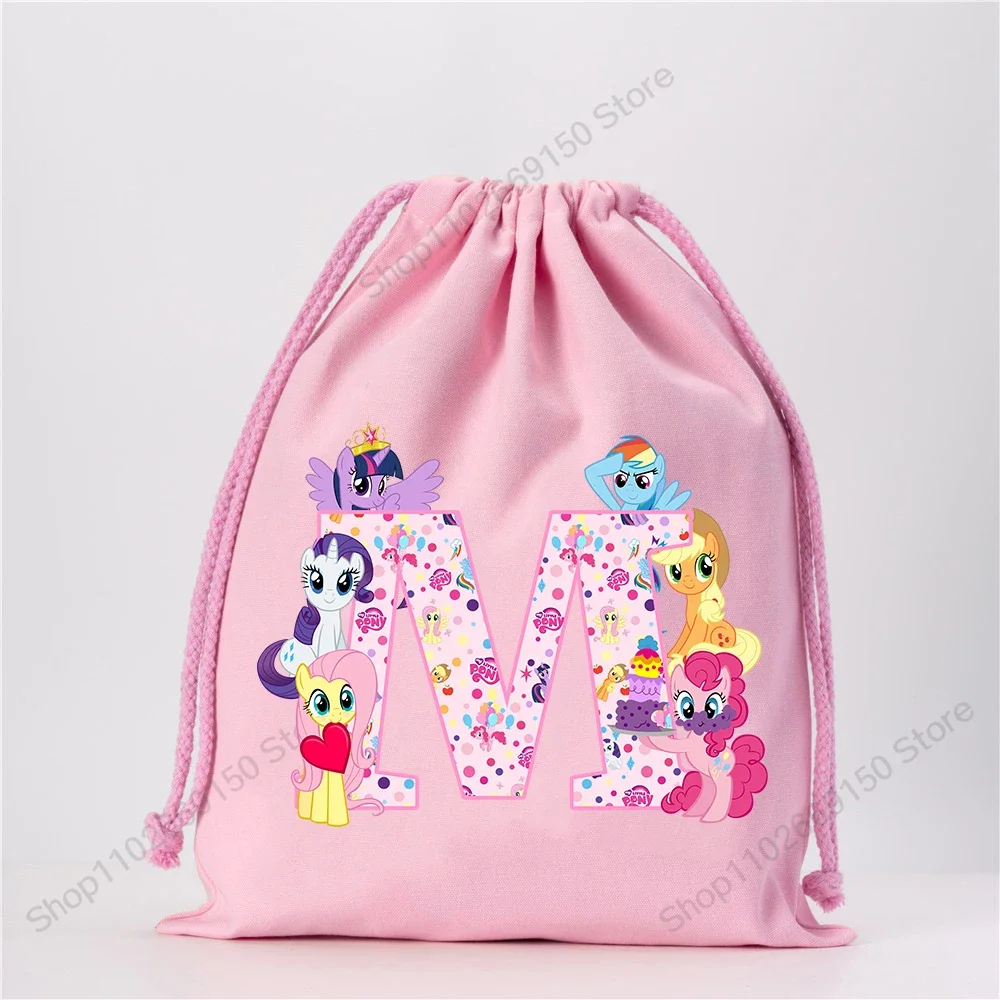 My Little Ponys Girl Anime Cute Drawstring Bag Kids Cartoon Printed Handbag Children Fashion Draw String Bags Casual Accessories