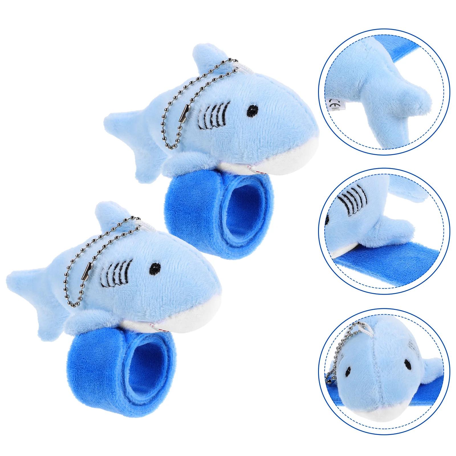 

2 Pcs Shark Plush Snap Ring Novel Slap Bracelets Animal Stuffed Cartoon Kids Band Pp Cotton