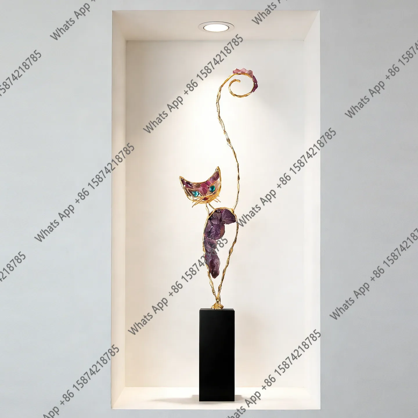 Yy Light Luxury Amethyst Lucky Cat Ornament Porch TV Cabinet Wine Cabinet Office Company Counter Decoration Opening Gift