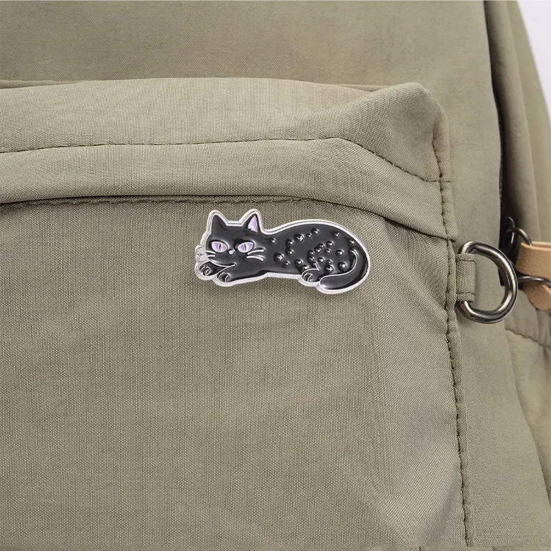 Hexenartige Sternenhimmel-Schwarzkatzen-Emaille-Pins, Halbmond-Stern-Kätzchen-Brosche, Gotische Mystische Abzeichen, Punk-Tierschmuck, Geschenk für Freunde – Detail 5