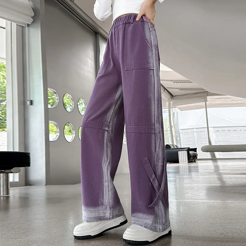 Baby Girl Pants Girls Straight Leg Jeans Spring and Autumn 2024 New Big Children Clothing Pants Fashion Girl Autumn Clothing image 4