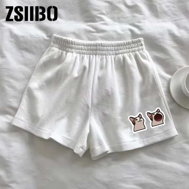 2025 European and American new summer shorts loose sports casual y2k pattern trend hip-hop cute cat print unisex shorts