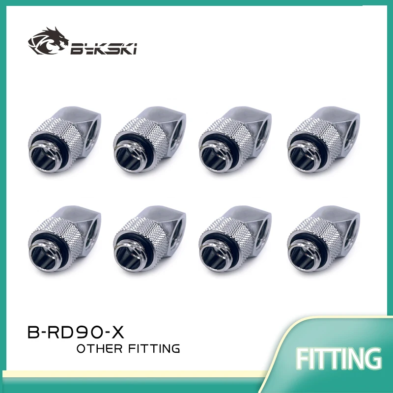 BYKSKI B-RD90-X 4/6/8pcs Black White G1/4'' Thread 90 Degree Rotary Fittings Adapter Rotating 90 Degrees Water Cooling Adaptors