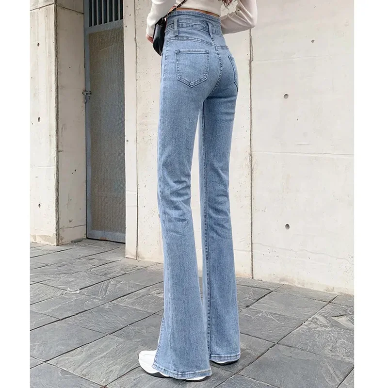 Korea Style Flared Jeans Vrouwen Hoge Taille Fashion Casual Lange Broek 2022 Zomer Herfst Vrouwen Denim Broek Slipt Voor lady Meisjes