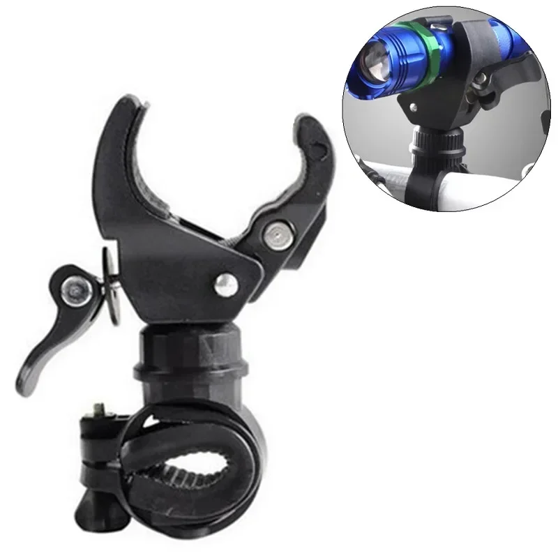 Bicycle Handlebar Flashlight Clip Holder Riding Handlebar Universal 360 Degree Rotating Bike LED Torch Mount Clamp Grip Bracket