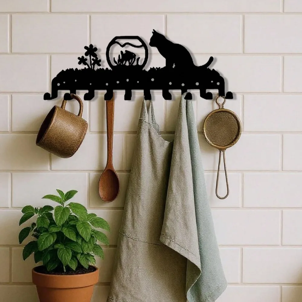 ที่แขวนกุญแจติดผนังรูปแมวน่ารักสุดพรีเมียม (5 ตะขอ) - ที่จัดระเบียบของใช้ทางเข้าบ้านรูปทรงสัตว์น่ารักสำหรับกุญแจ หมวก ผ้าขนหนู เสื้อโค้ท