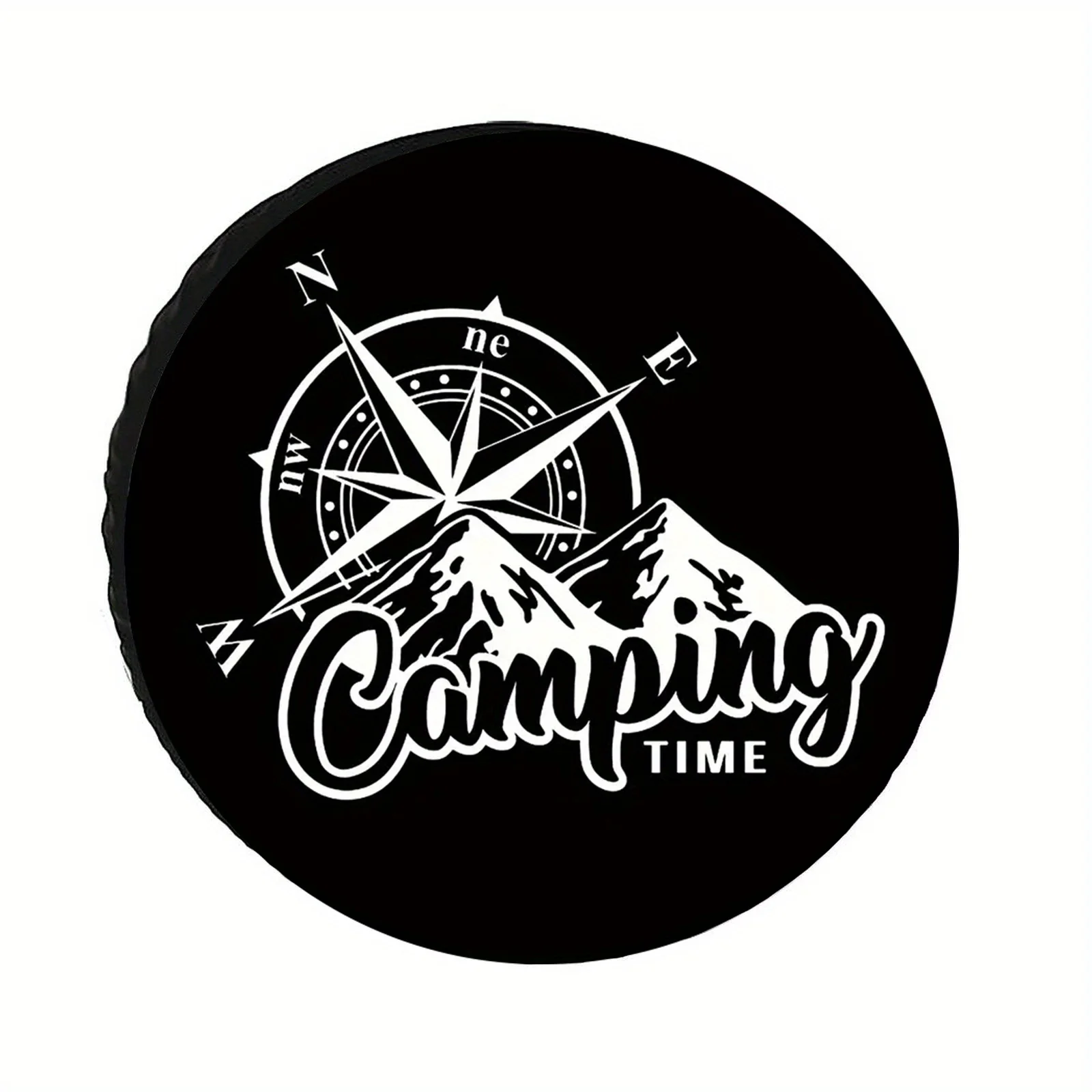 Camping Compass Mountain Design Spare Tire Cover Polyester Fiber Windproof Durable for Jeeps Trailers RVs SUVs Trucks Protector