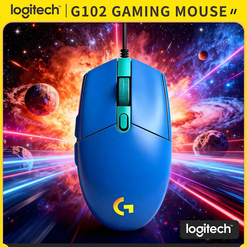 

LogitechG102Prodigy Mouse,1000Hz polling rate, 8x faster response,custom RGB, 6 daily use keys sweatproofErgonomic Grip for Home
