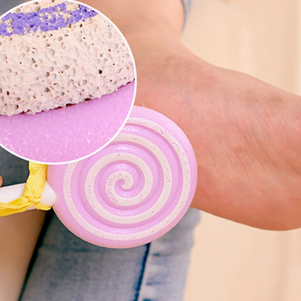 2Pcs Compact Portable Lollipop Shaped Pumice Stone Foot Scrubber Dead Skin Remover for Smooth Feet Callus Exfoliation Pedicure