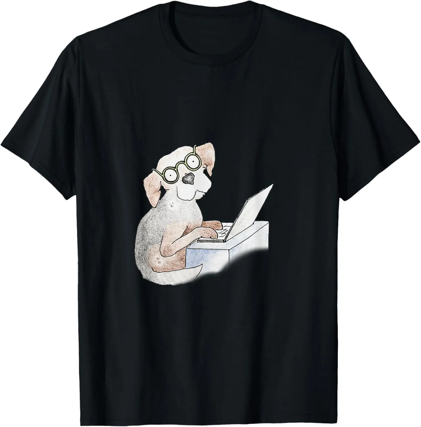 Hound Writing, Typing, Teleworking on Computer/Laptop