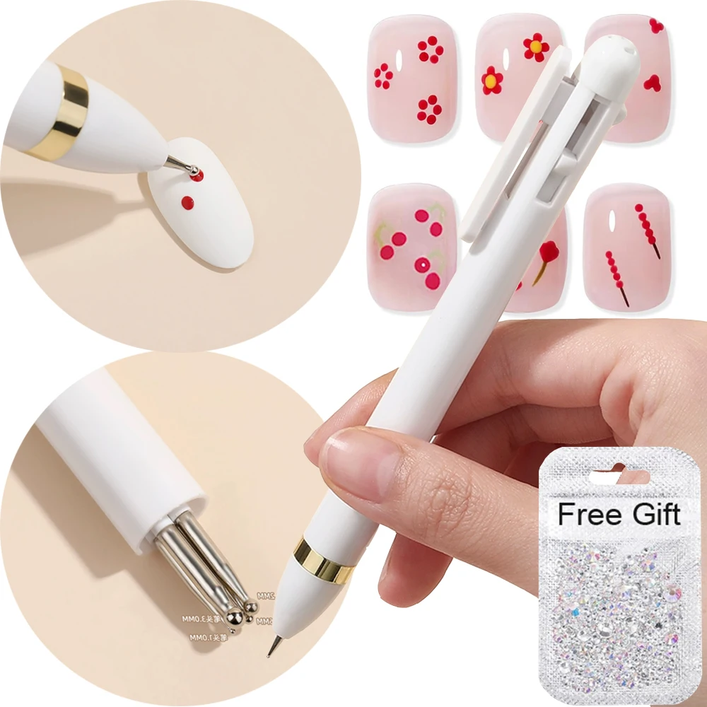

4-head Rotatable Nail Art Dotting Pen Painting/Point Drill/Polka Dots Nail Art Tools Drawing Love Petals Nail Point Diamond Pen