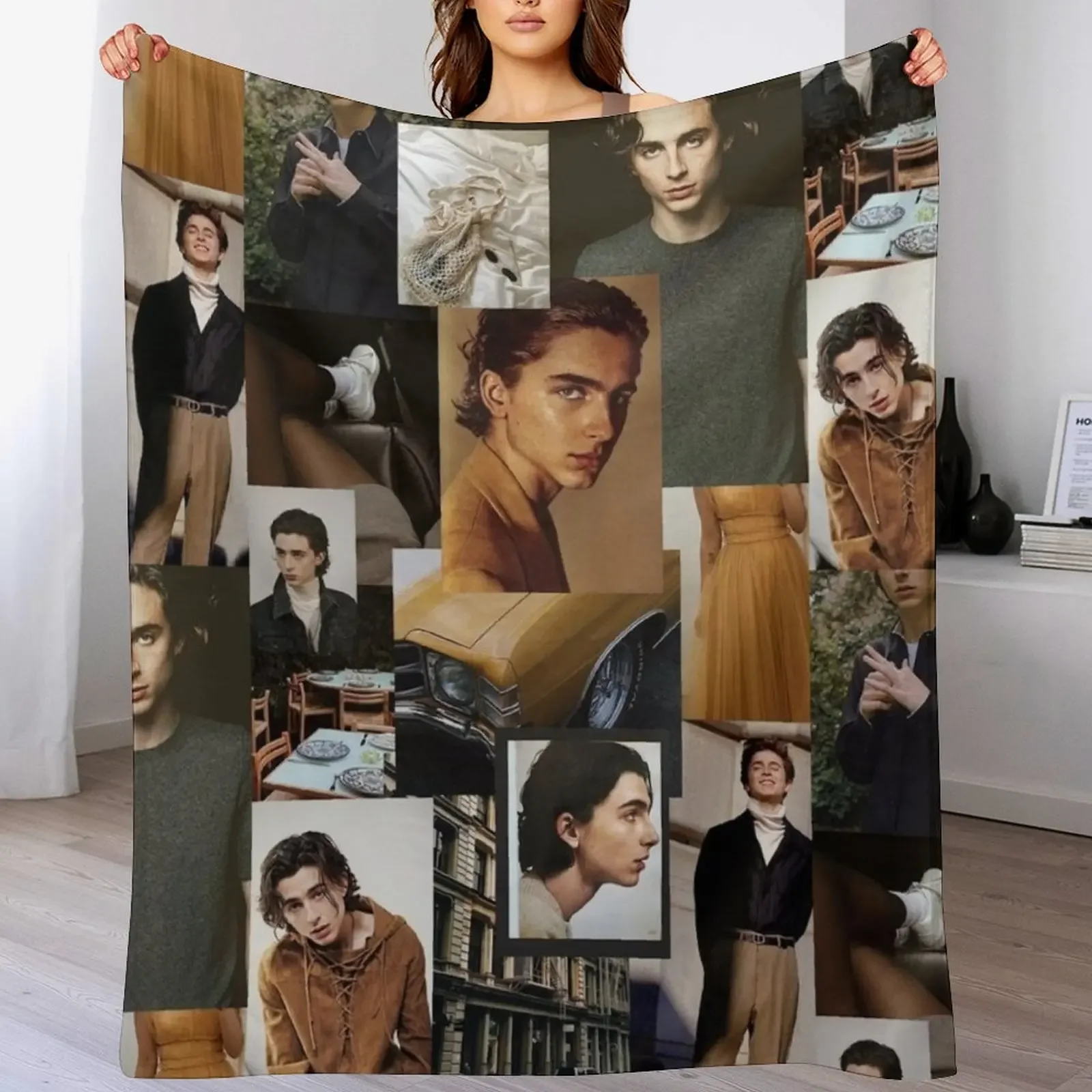 

Timothee Chalamet: Collage Throw Blanket Ultra Soft Flannel Fleece Blanket for All Seasons
