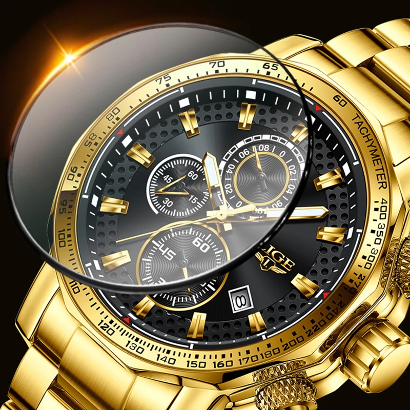 LIGE Classic Original Man Watch Luxury Fashion Stainless Clock Auto Date Waterproof Business Retro Wristwatch Male Daily Commute