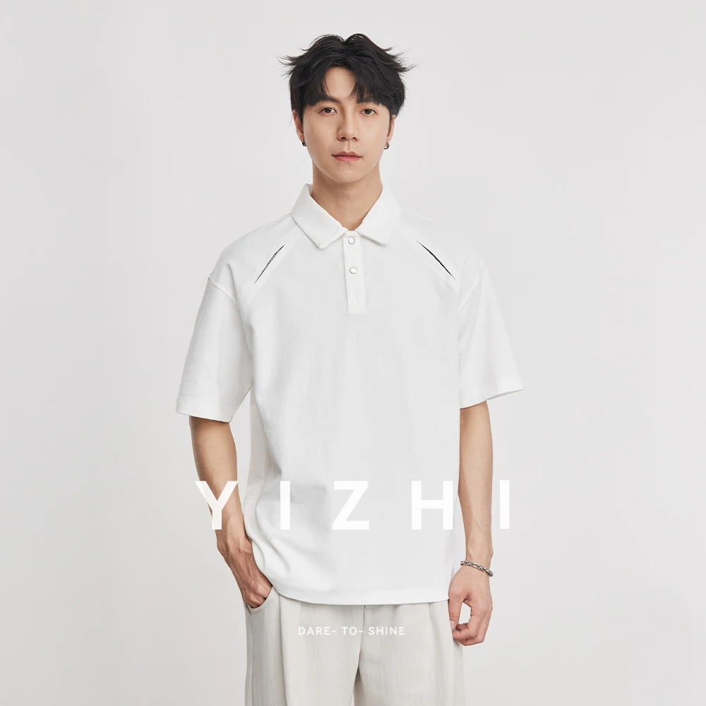 Polo de 210g para Hombre, Cuello Camisero, Media Abertura, Manga Corta, Color Sólido, Camiseta, Verano 2026, Nueva Llegada